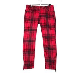 Born to Rule‎ Red Plaid Skinny Pants Girls Size 7 Ankle Zip